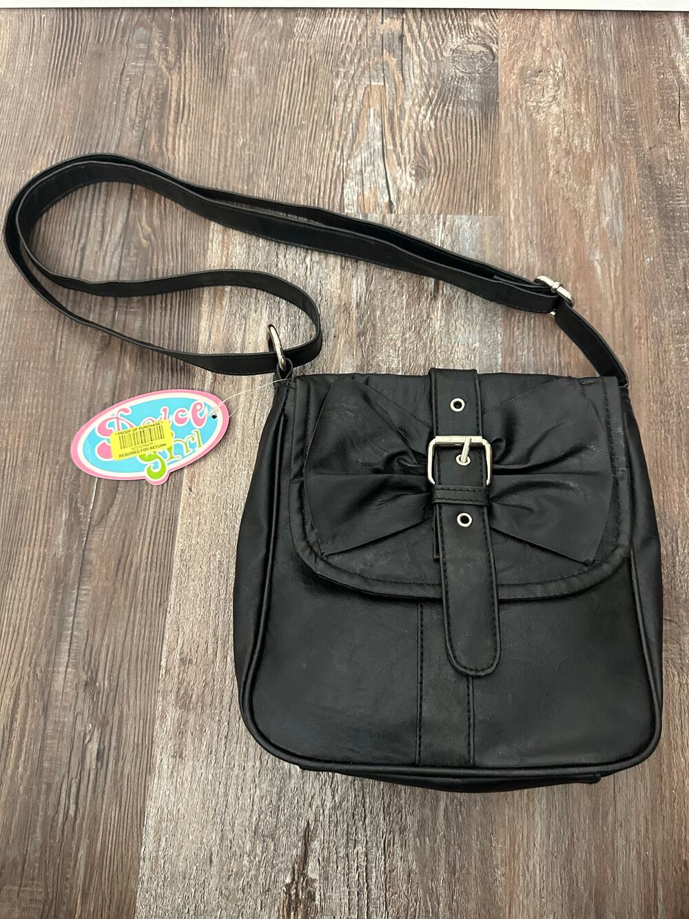 Dolce Girl leather crossbody with bow embellishment new